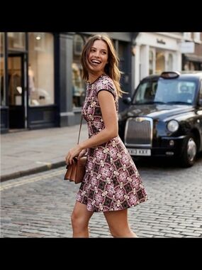 Ted Baker London Pink Floral Fit-and-Flare Dress
